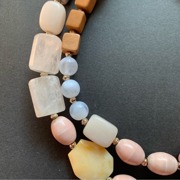 Ann Taylor LOFT Chunky Double Strand Beaded Quartz Necklace - Picture 3 of 7